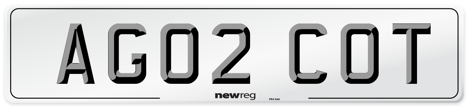 AG02 COT Number Plate from New Reg